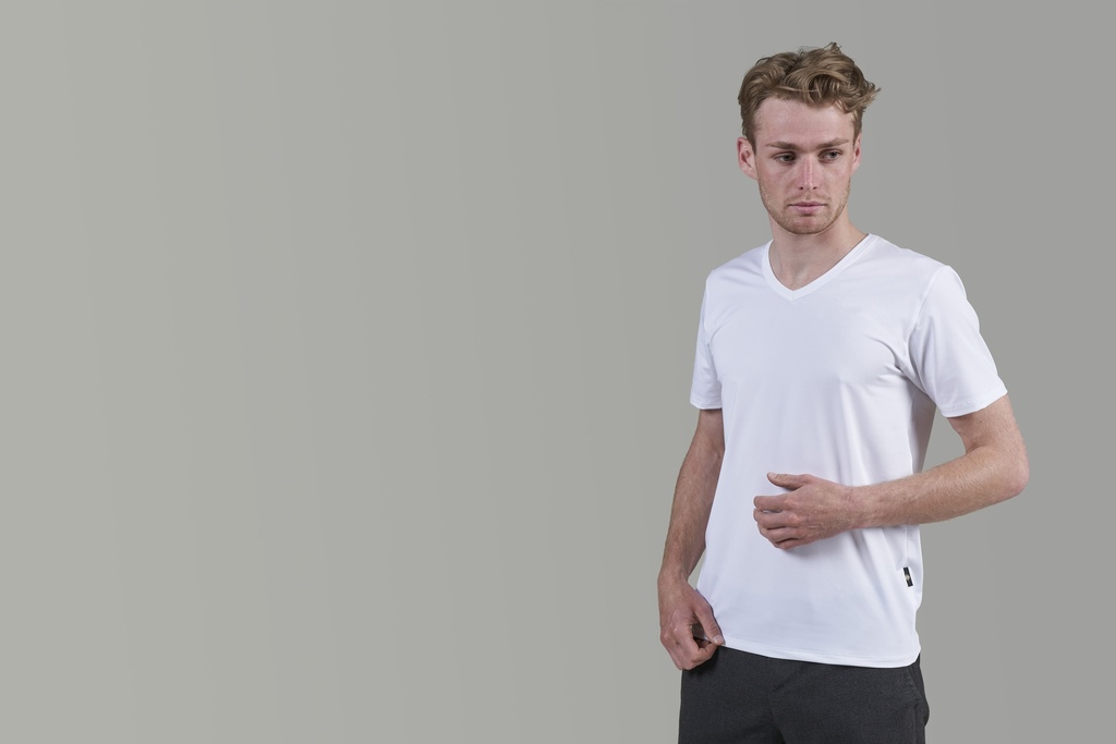 T-Shirt Paljari in fibra a onde bio-infrarosse, UNISEX; Colore: BIANCO scollatura a V [00460 W]