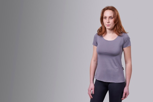[00460 GR FRAU] T-Shirt Paljari in fibra a onde bio-infrarosse, DONNA; Colore: grigio scollo rotondo