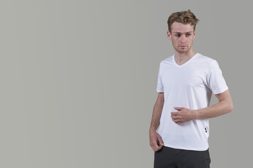 T-Shirt Paljari in fibra a onde bio-infrarosse, UNISEX; Colore: BIANCO scollatura a V [00460 W]